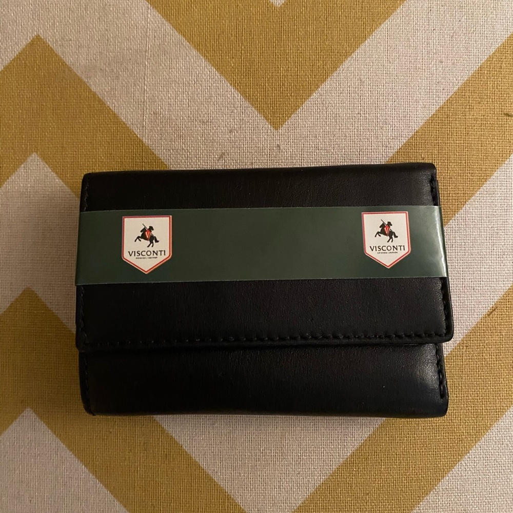 Visconti vintage Black Leather Wallet NWT (GH)